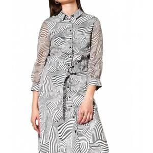 NEW DESOTO kora midi shirtdress in black-white